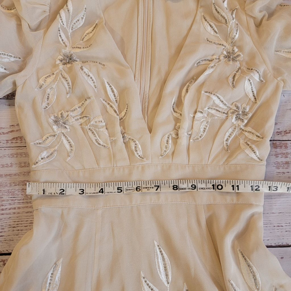 BHLDN Anthropologie Belize Embroidered A-Line Long Sleeve V-Neck Gown Size 2 NWT - Picture 10 of 12